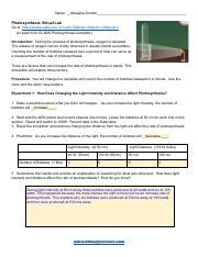 Exploring Photosynthesis Factors Through Virtual Lab Course Hero