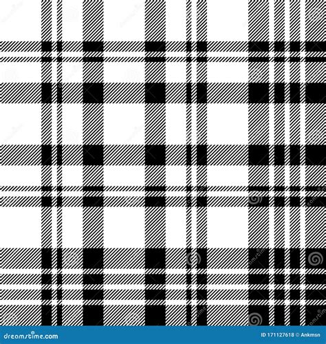 Diagonal Black White Check Plaid Seamless Pattern Stock Vector