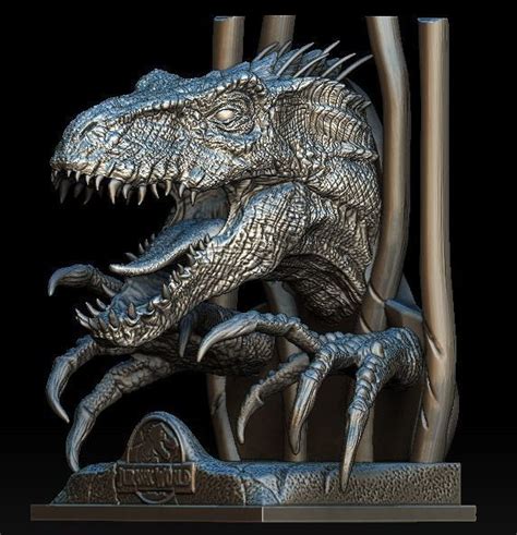 Indoraptor Jurassic World Head Bust Statue 3d Model Cgtrader