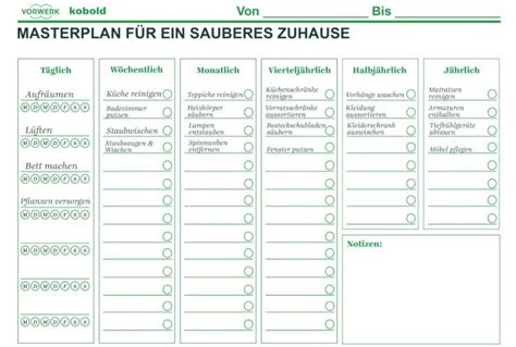 Putzplan Vorlage Zum Ausdrucken Wochenplan Jahresplan Vorwerk Kobold