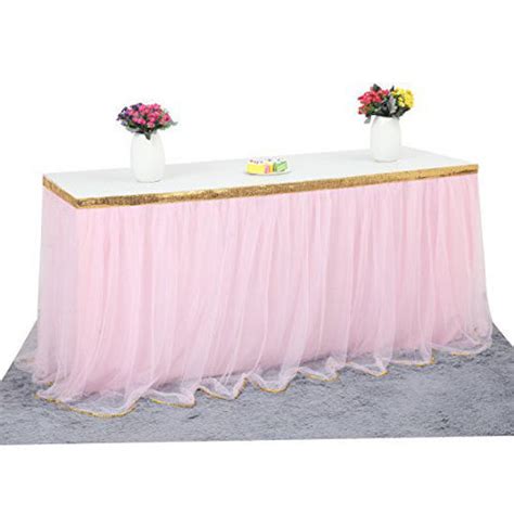 Getuscart Pink Tulle Table Skirt Tutu Table Skirt For Rectangle Tables