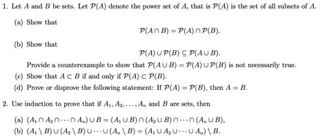 Solved Let A And B ﻿be Sets Let P A ﻿denote The Power Set