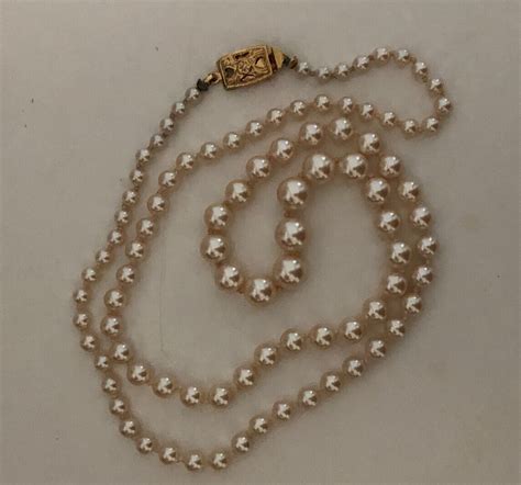 Signed Vintage Monet Graduated Pearl Necklace 26 Inch Gem