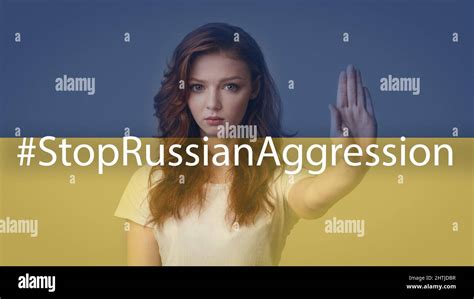 Ukrainian Teen Girl Gesturing Stop Asking To Stop Russian Aggression