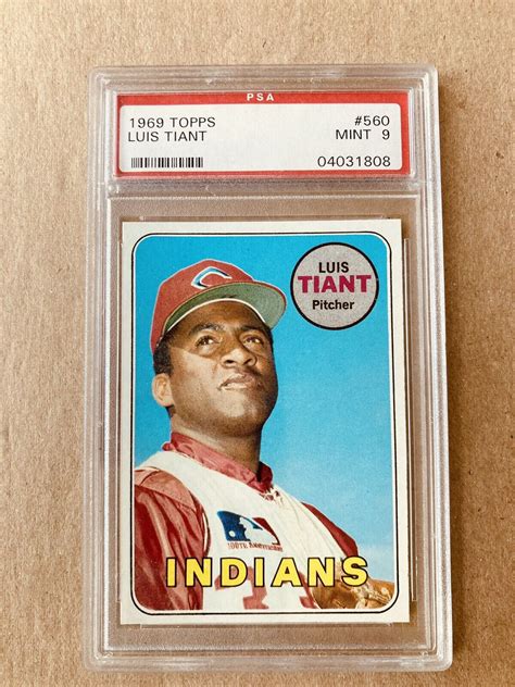 1969 Topps Baseball Card 560 Luis Tiant Cleveland Indians PSA 9