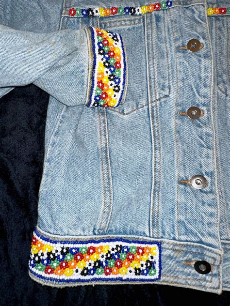 90s Y2k Abs Allen Schwartz Beaded Denim Jean Jacket Etsy