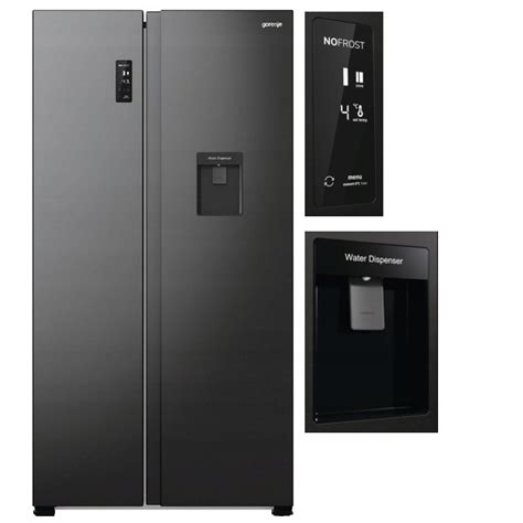 Lodówka SBS Gorenje Dystrybutor Kostkarka No Frost A Czarna 550l