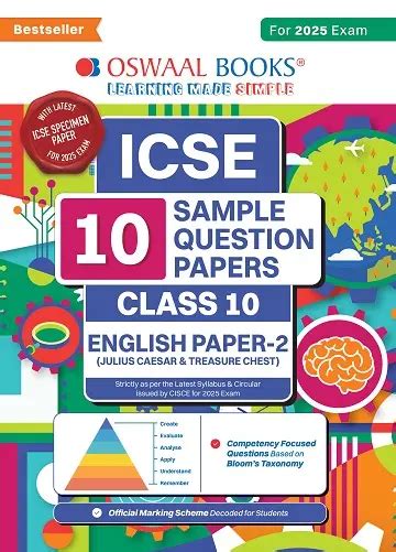 Oswaal Icse 10 Sample Question Papers Class 10 English 2 For 2025 Exam For 2024 Exam