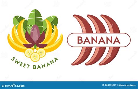 Set Of Logos With Yellow Red Bananas Stock Vector Illustration Of