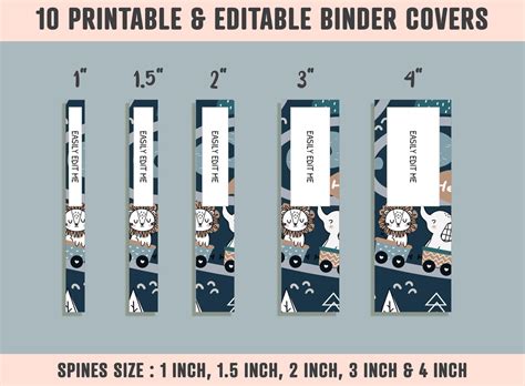 cute animal binder cover  printable editable binder etsy