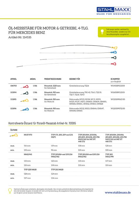 Öl Messstäbe für Mercedes Benz 4 tlg Ölpeilstab Öldienst