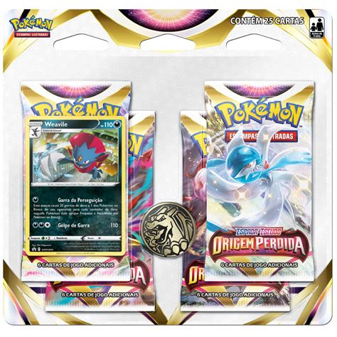 Pokemon Blister Quadruplo Booster Ee Origem Perdida Weavile Shopee