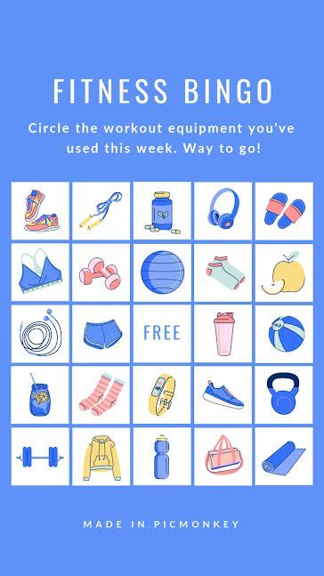 Free Fitness Bingo Template Customize With Picmonkey