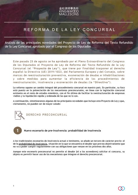 An Lisis De Las Principales Novedades Del Proyecto De Ley De Reforma De