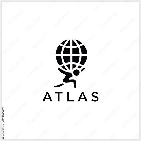 Atlas logo icon. geometric Atlas god lifting globe. black logo icon ...