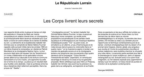 Presse Van Grimde Corps Secrets