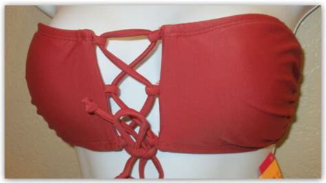 Xhilaration Lace Up Bandeau Bikini TOP ONLY Paprika XL D DD L M