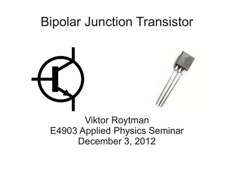 Ppt Bipolar Junction Transistor Viktor Roytman E Applied