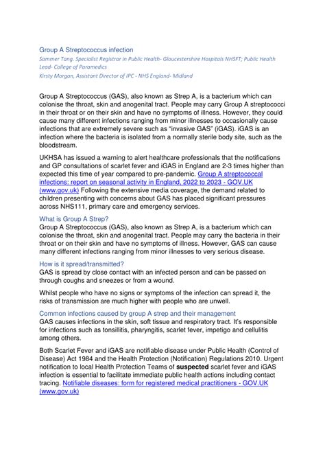 (PDF) Group A Streptococcus infection