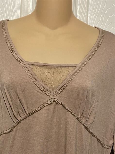 La Perla Studio Lily Xs Sleepshirt Nightgown Nude Mushroom Lace Trim