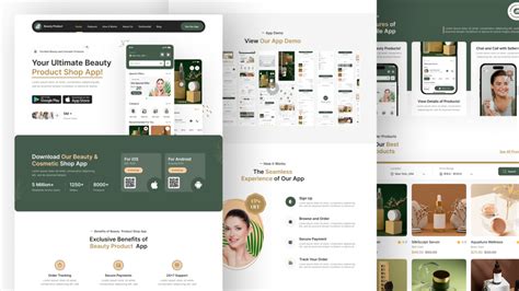 Beauty And Cosmetic Products Shop App Landing Page UI Design With