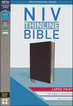 Niv Thinline Bible Large Print Black Bonded Leather Indexed