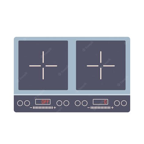 흰색 벡터 일러스트 레이 션에 고립 된 평면 디자인 스타일의 유도 스토브 밥솥 프리미엄 벡터