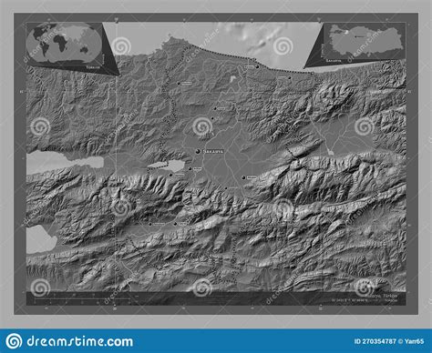 Sakarya Turkiye Bilevel Labelled Points Of Cities Stock Illustration