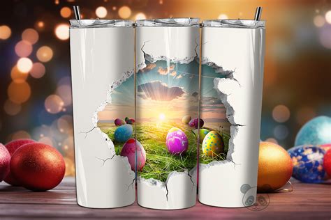 Easter Eggs Tumbler Wrap Sublimation Graphic By Pandastic Creative