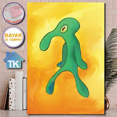 Jual Poster Kayu Hiasan Dinding Lukisan Repro Mahakarya Squidward