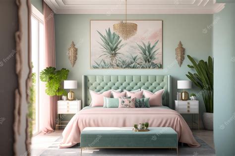 Premium Photo | Pastel color elegant bedroom interior design