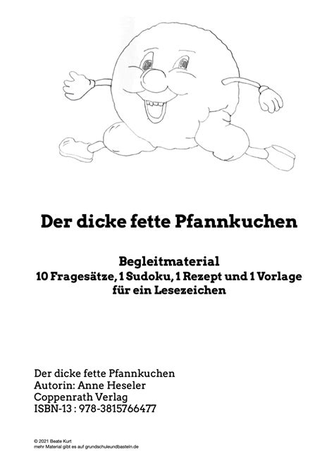 Begleitmaterial Zu Der Dicke Fette Pfannkuchen Grundschule Und Basteln