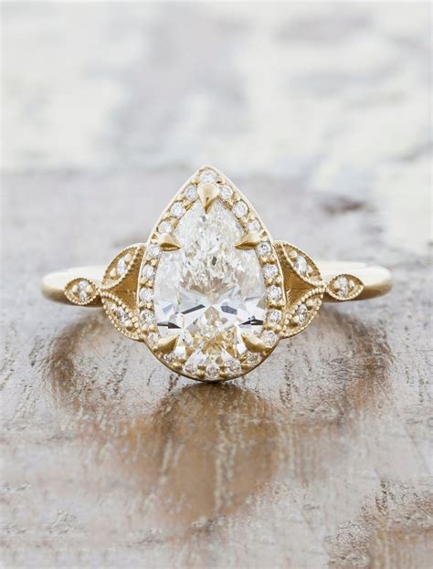 Yellow Gold Pear Shaped Engagement Rings