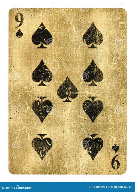 Nine Of Spades Old Grunge Soviet Style Playing Card Royalty Free Stock