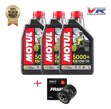 Kit 3 Lts Motul 5000 4t 10w30 Filtro Óleo Fram Ph6017a Parcelamento