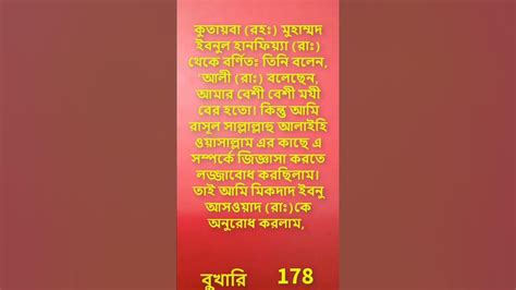 মযী কামরস বের হলে কি করনীয় সেই বিষয়ক হাদিস ।হাদিস ।বুখারি শরীফ ।hadis ।hadith । Bukari