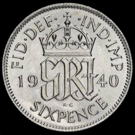 1940 George VI Silver Sixpence G EF