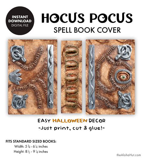 Printable HOCUS POCUS Spell Book Cover Halloween Decorations Etsy