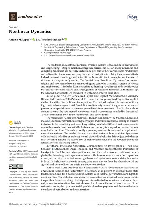 (PDF) Nonlinear Dynamics