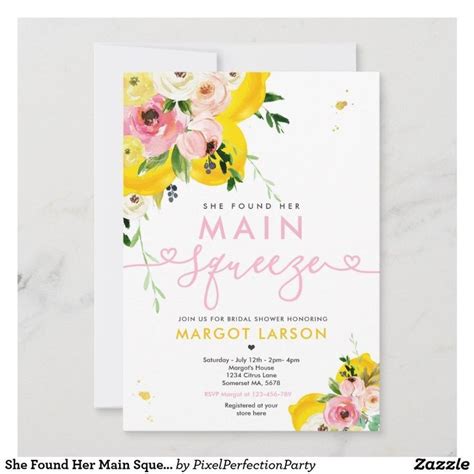 She Found Her Main Squeeze Lemon Bridal Shower Invitation Zazzle