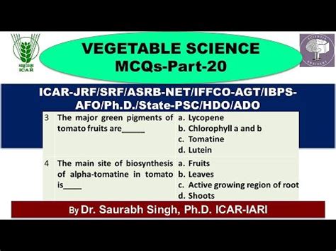 Vegetable Science MCQs Part 20 For ICAR NET ADO AFO ICAR JRF SRF IBPS