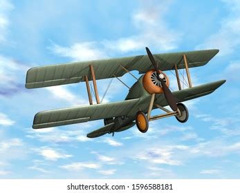 Old Retro Biplane Flying Sky 3d Stock Illustration 1596588181 ...