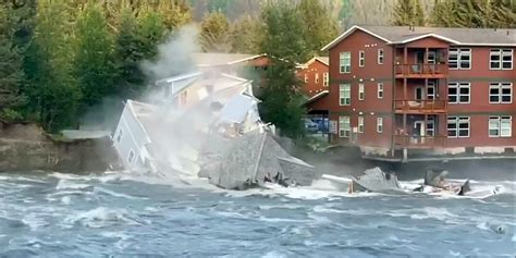 Condemned homes fall into Alaska river following record flooding in Juneau | Fox Weather