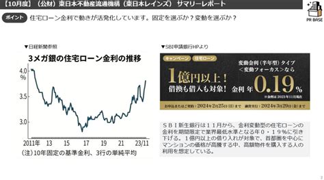 ≪2023年10月度≫月例速報market Watch ～reinsサマリーレポートから不動産市況を読む～ Pr Base 不動産会社の