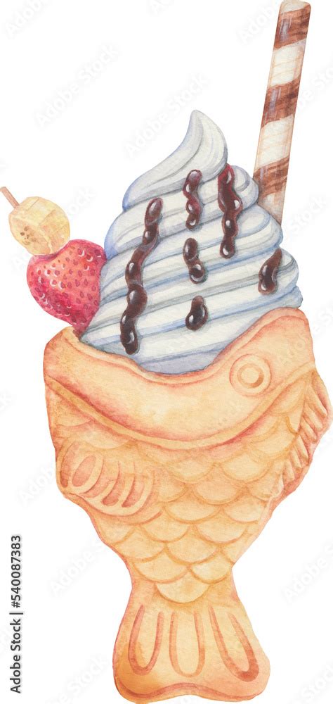 Transparent Background Ice Cream Fish Cone Illustration Png