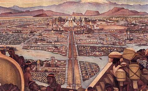 Depiction Of Tenochtitlan Aztec Empire Ancient Mexico Aztec City