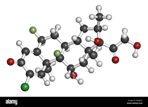 Halometasone Topical Corticosteroid Drug Molecule 3d Rendering Atoms Are Represented As