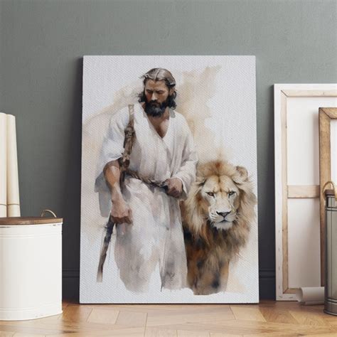 The Lion And Jesus Christ Wall Art Canvas Etsy