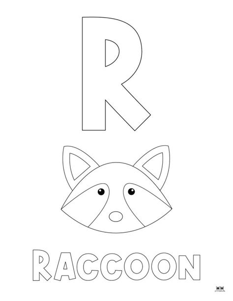 The Letter R Is For Raccoon Coloring Page