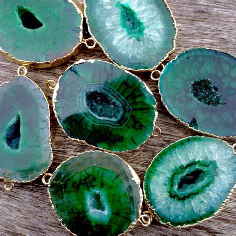 Sullivan Green Agate Druzy Bracelet Etsy